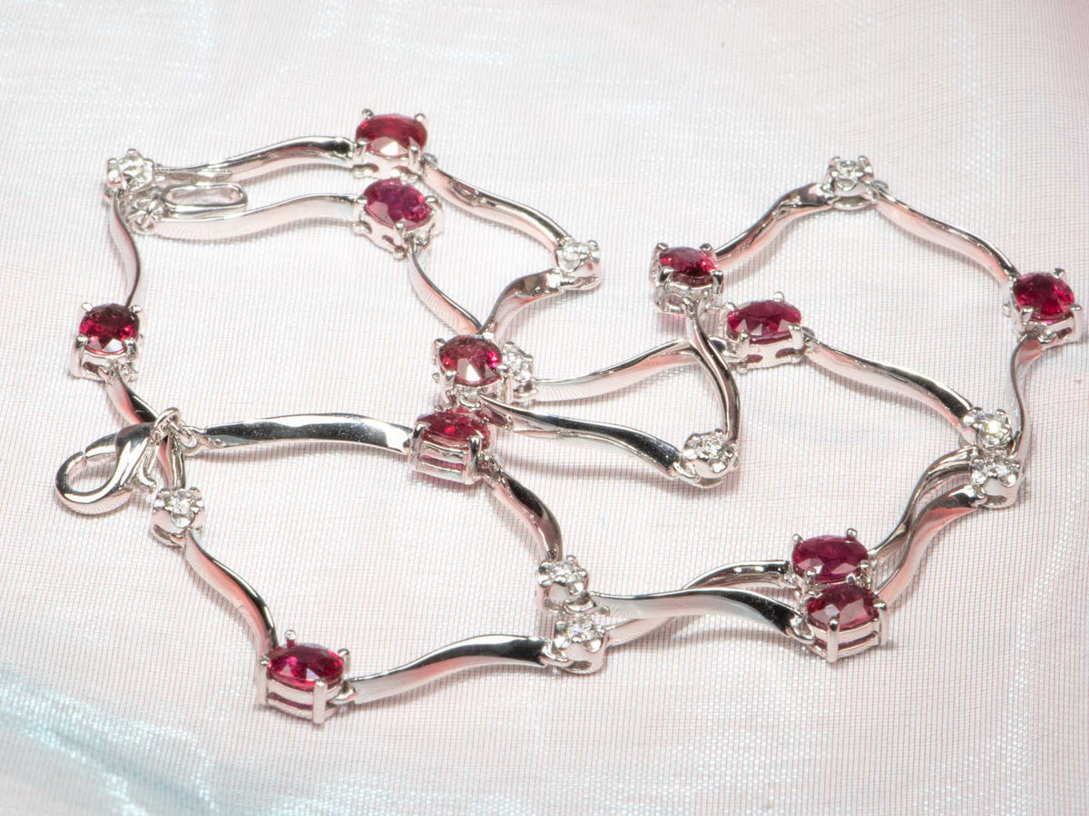 Platinum Natural Ruby and Diamond Choker Necklace 16.5&quot; R4709 Aurora Designer