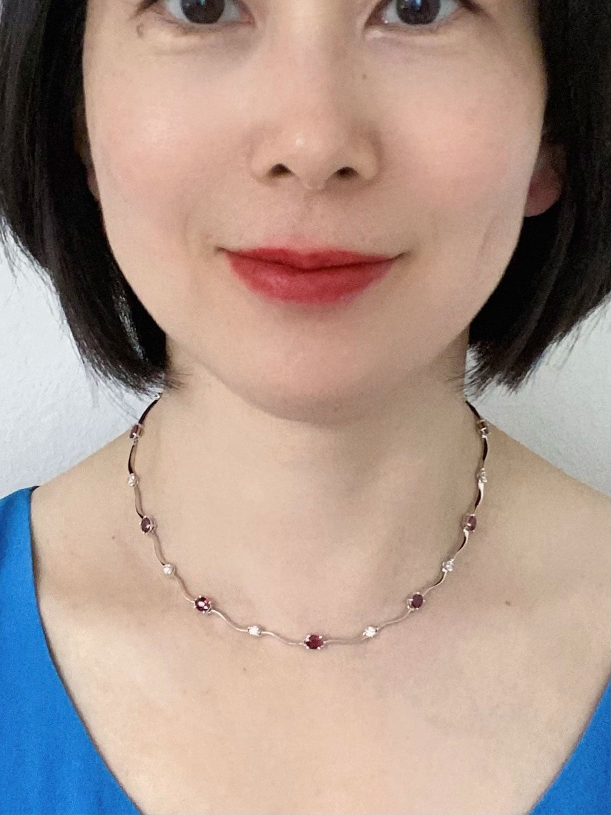 Platinum Natural Ruby and Diamond Choker Necklace 16.5" R4709 Aurora Designer