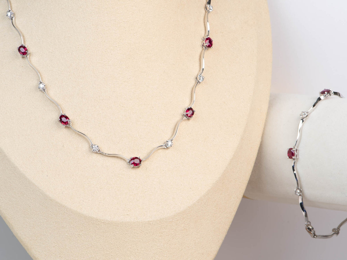 Platinum Natural Ruby and Diamond Bracelet 7.5&quot; R2134 Aurora Designer