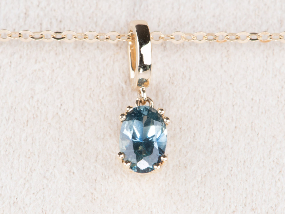 14K Gold Montana Sapphire Pendant with Clip On Bail R4710 Aurora Designer