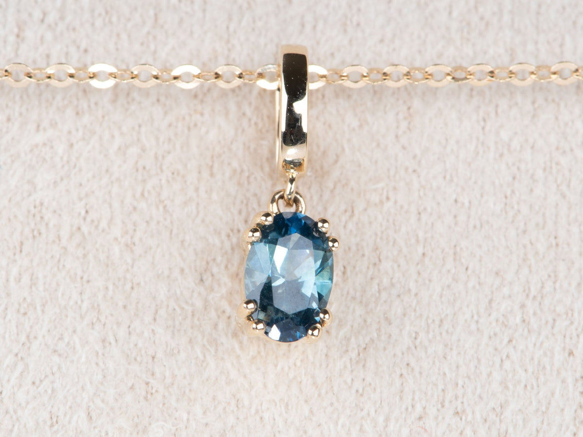 14K Gold Montana Sapphire Pendant with Clip On Bail R4710 Aurora Designer