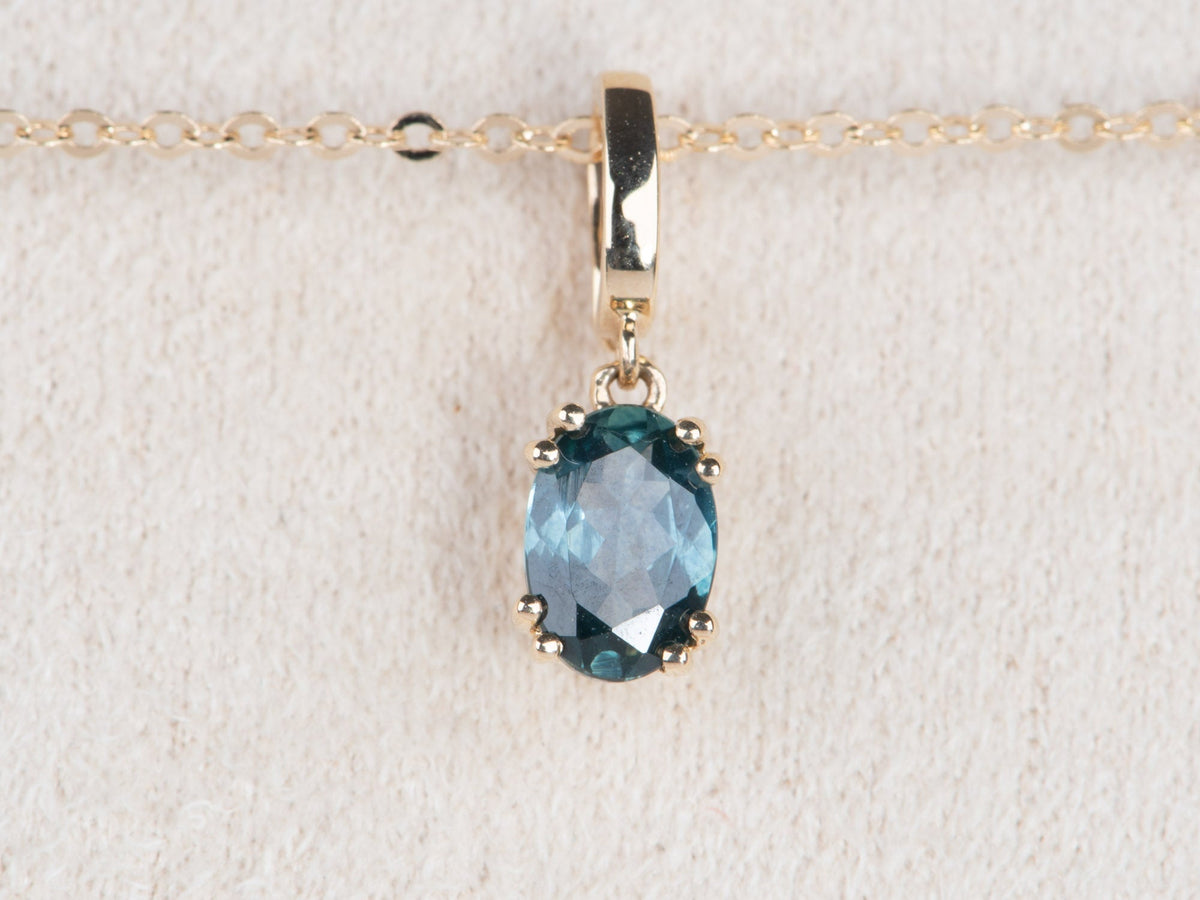14K Gold Montana Sapphire Pendant with Clip On Bail R4710 Aurora Designer