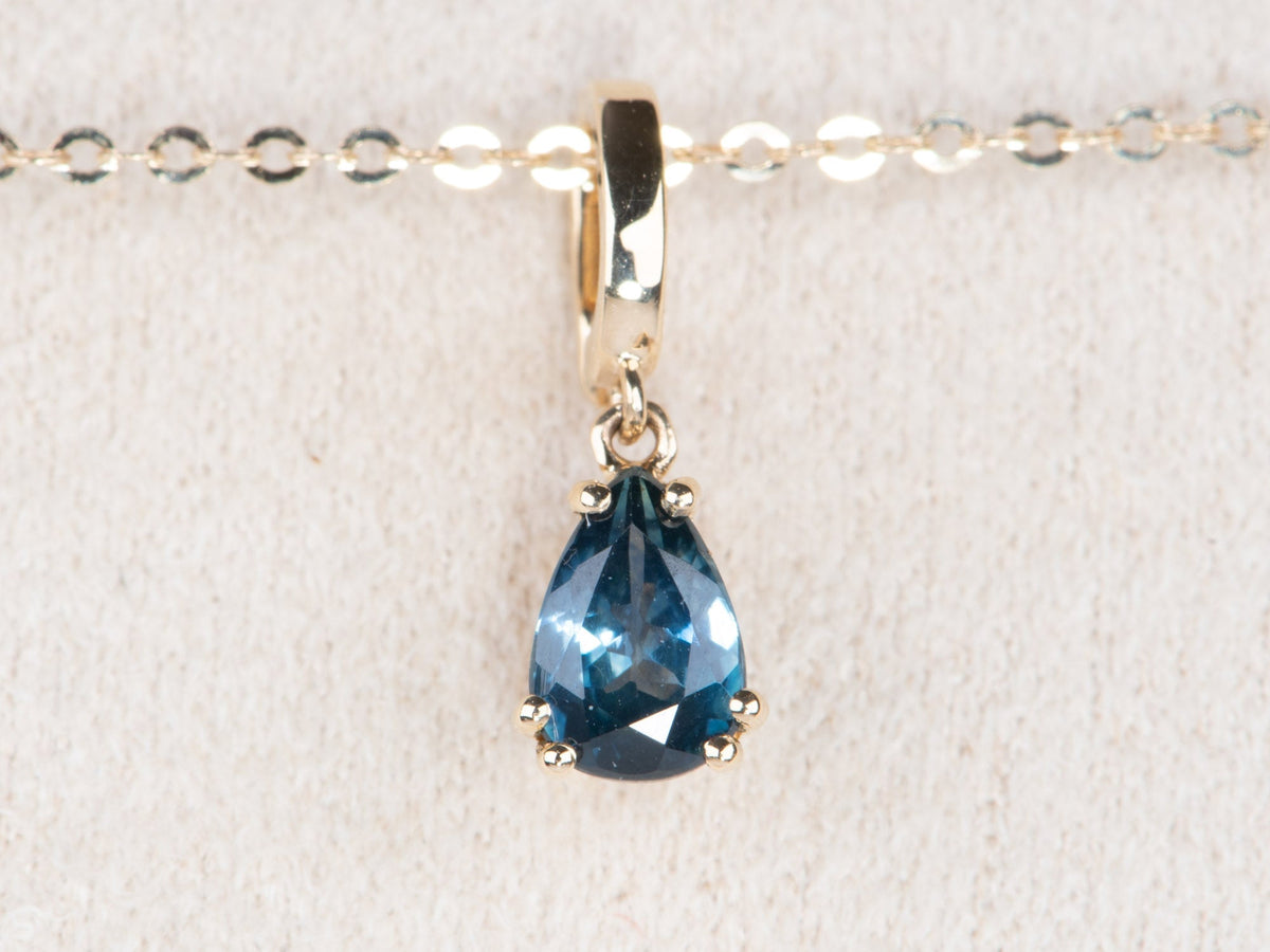 14K Gold Montana Sapphire Pendant with Clip On Bail R4710 Aurora Designer