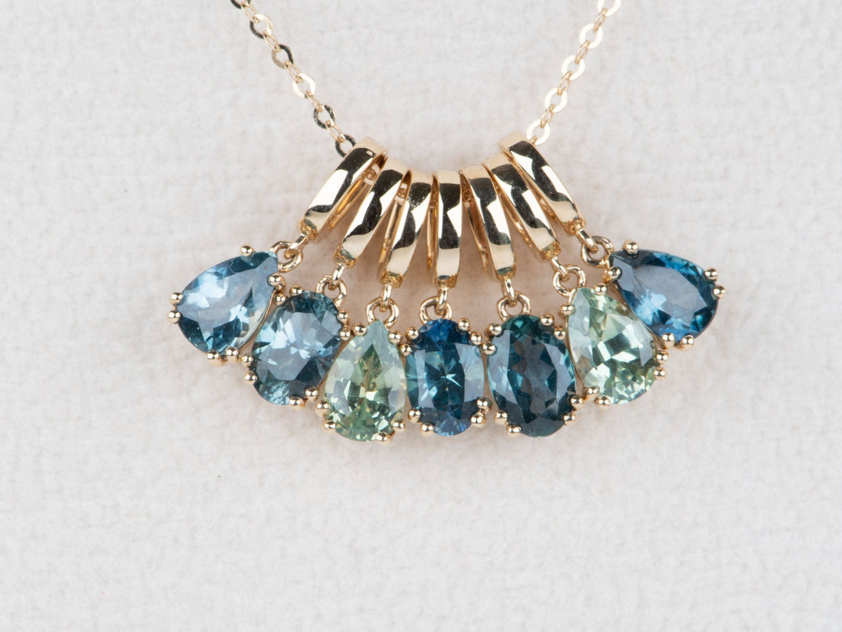 14K Gold Montana Sapphire Pendant with Clip On Bail R4710 Aurora Designer