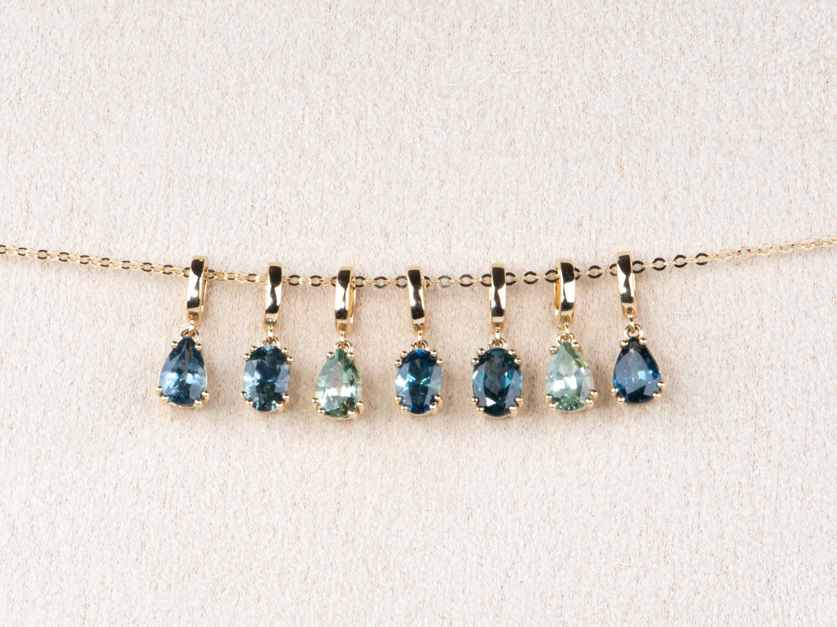 14K Gold Montana Sapphire Pendant with Clip On Bail R4710 Aurora Designer