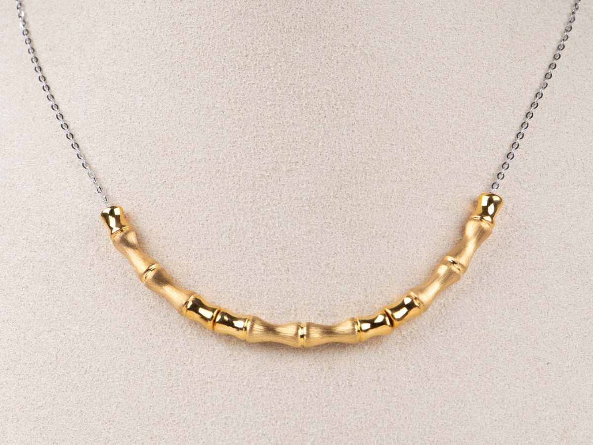 18K Gold Bamboo Necklace Slider Pendant Light Weight R4715 Aurora Designer