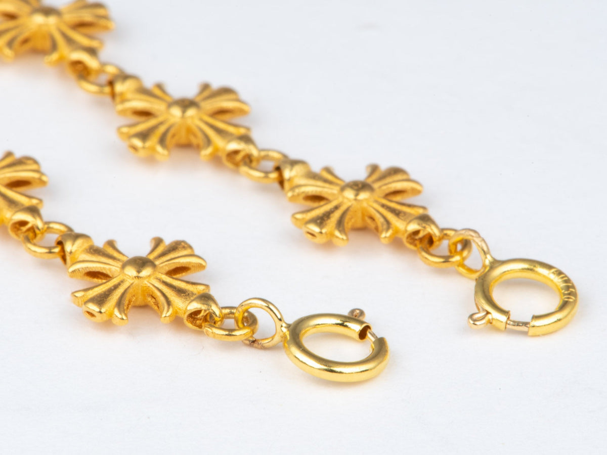 Solid 18K Gold Chrome Hearts Extension Chain 3.75" with Double Spring Rings for Bracelet Necklace Extend Length R4725 Aurora Designer