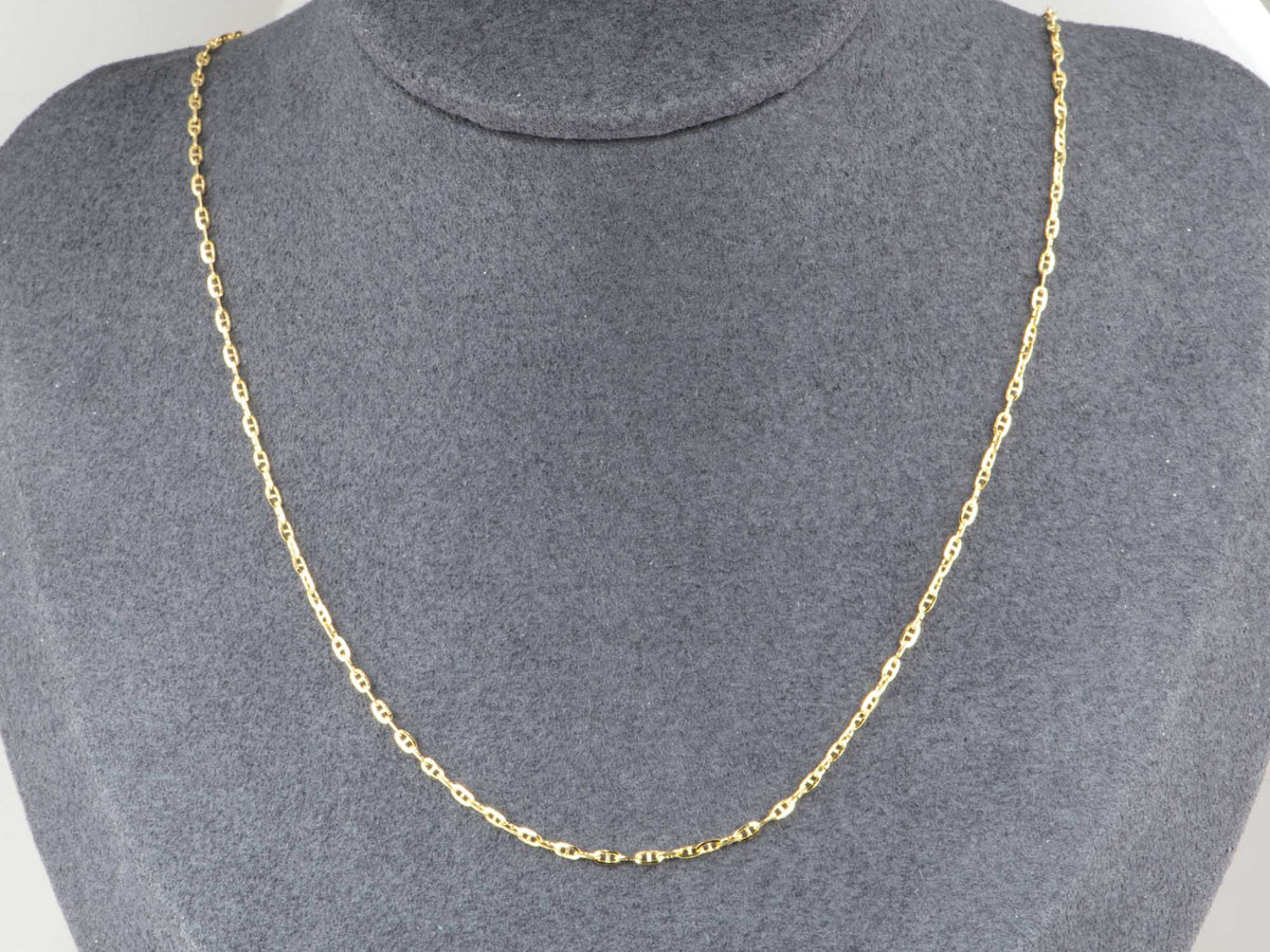 Solid 14K Gold Mini Mariner Link Necklace Chain 16" 18" R4727 Aurora Designer