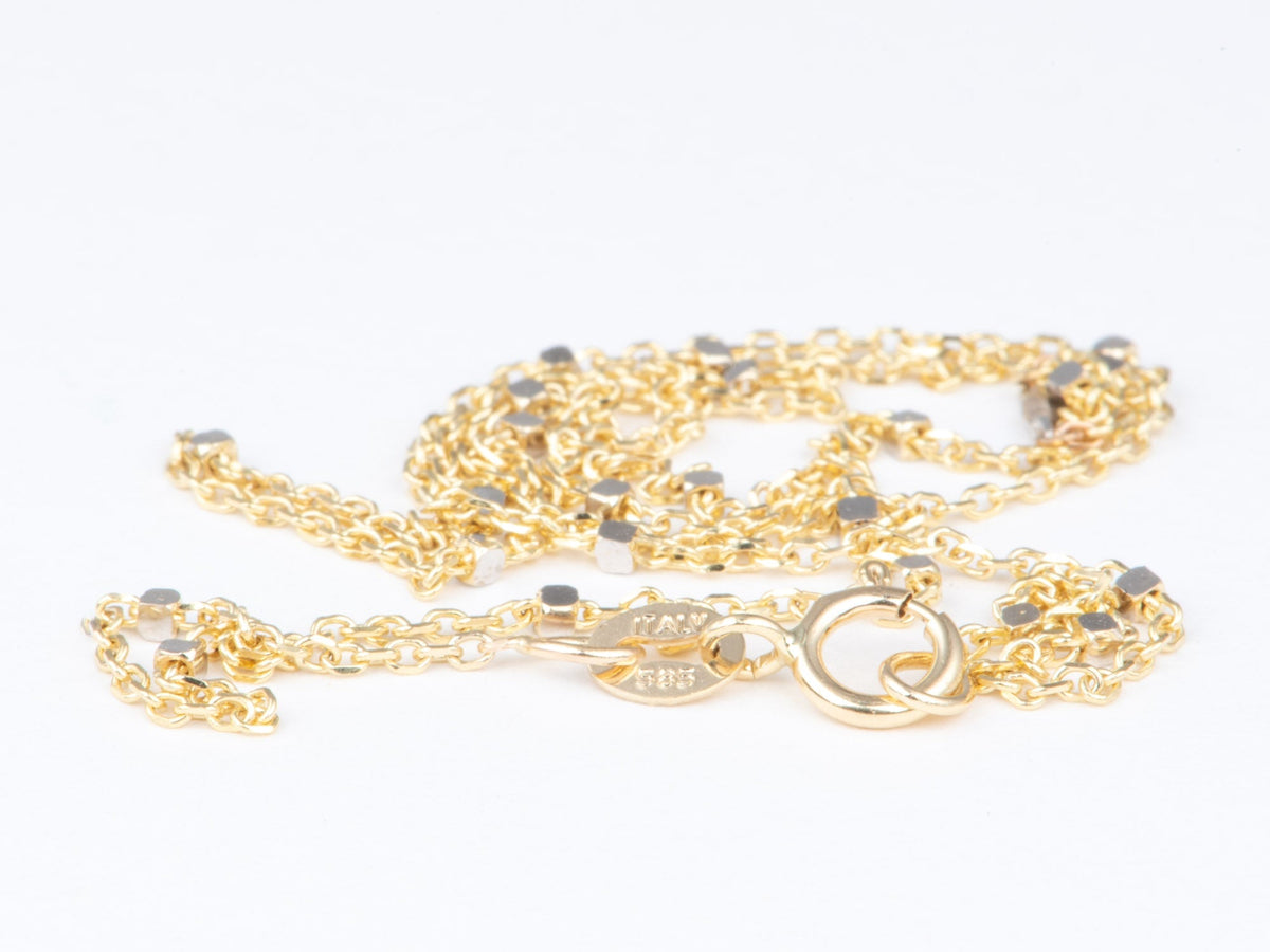Solid 14K Gold Satellite Bead Cable Chain Necklace 16" 18" R4728 Aurora Designer