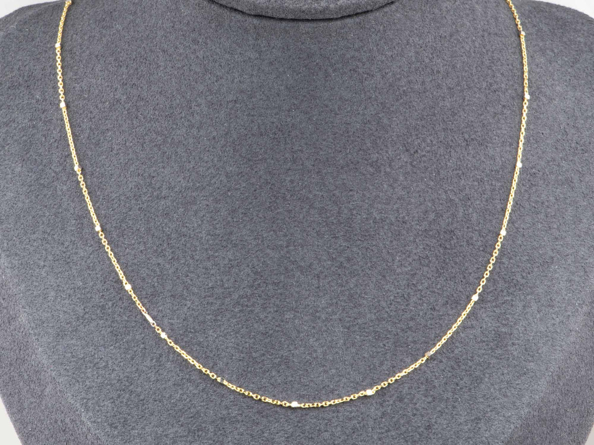 Solid 14K Gold Satellite Bead Cable Chain Necklace 16" 18" R4728 Aurora Designer