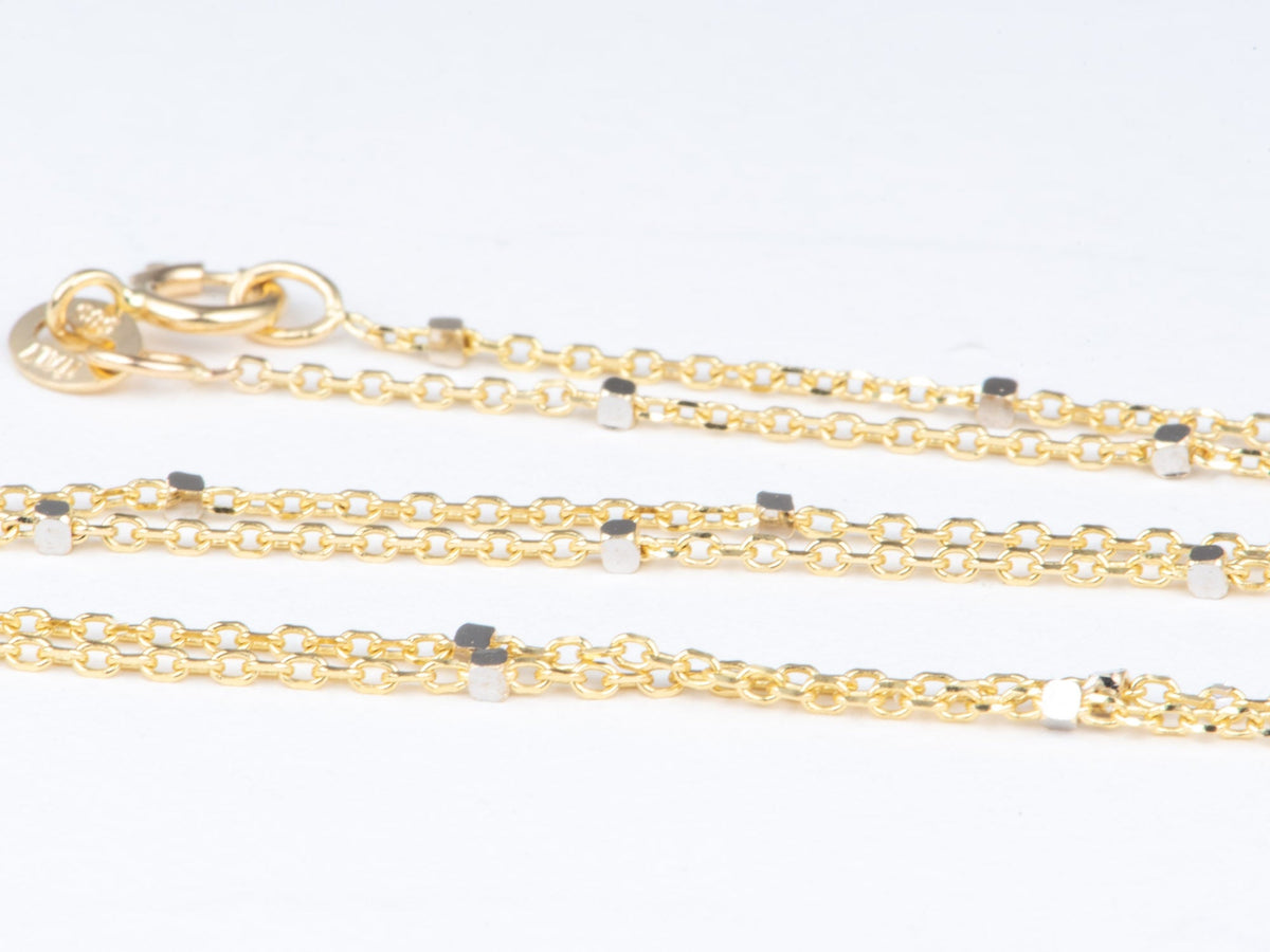 Solid 14K Gold Satellite Bead Cable Chain Necklace 16" 18" R4728 Aurora Designer