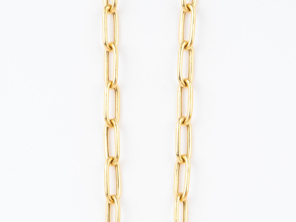 Solid 14K Gold Round Corner Paperclip Link Necklace Chain 24" Aurora Designer