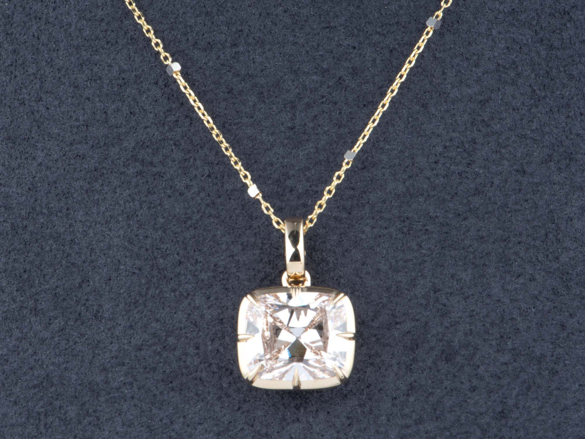 5.01ct Old Mine Cut Lab Diamond Vintage Georgian Style Pendant 14K Gold R4733 Aurora Designer