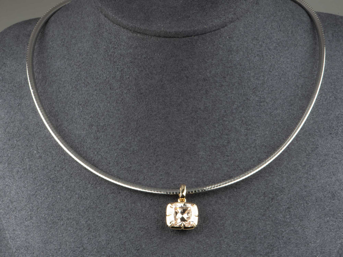 5.01ct Old Mine Cut Lab Diamond Vintage Georgian Style Pendant 14K Gold R4733 Aurora Designer