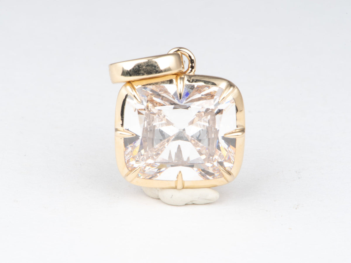 5.01ct Old Mine Cut Lab Diamond Vintage Georgian Style Pendant 14K Gold R4733 Aurora Designer