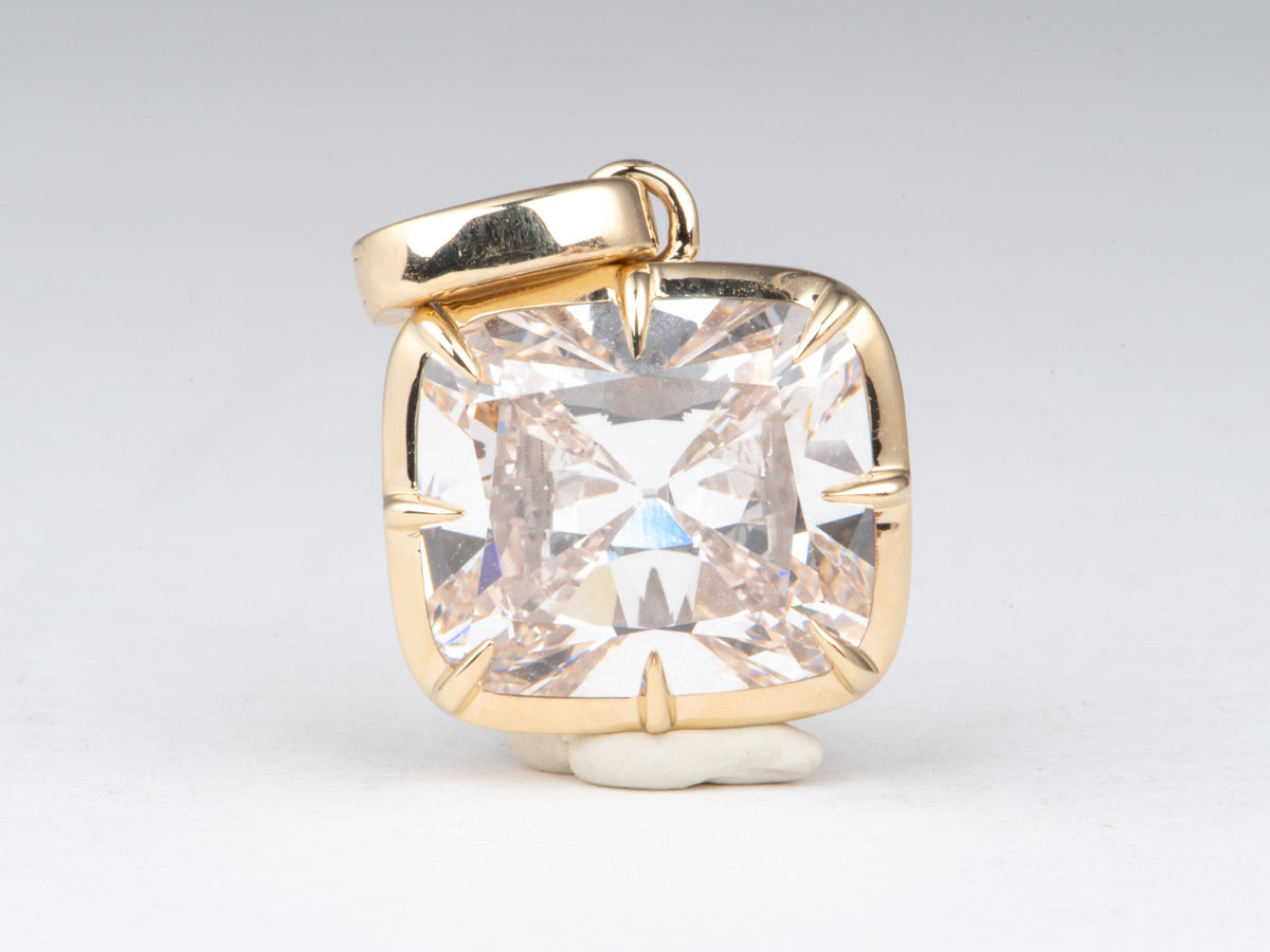 5.01ct Old Mine Cut Lab Diamond Vintage Georgian Style Pendant 14K Gold R4733 Aurora Designer