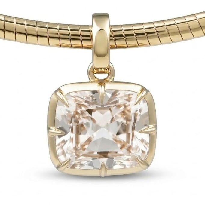 5.01ct Old Mine Cut Lab Diamond Vintage Georgian Style Pendant 14K Gold R4733 Aurora Designer