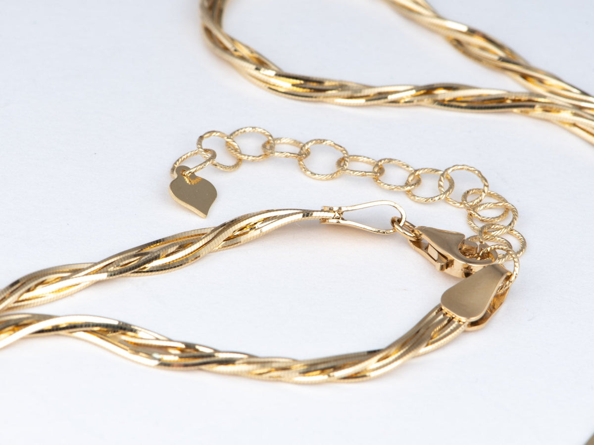 Solid 18K Gold Five-Strand Snake Chain Necklace Heavy 12g+ Slinky Shiny Great for Layering R4738 Aurora Designer