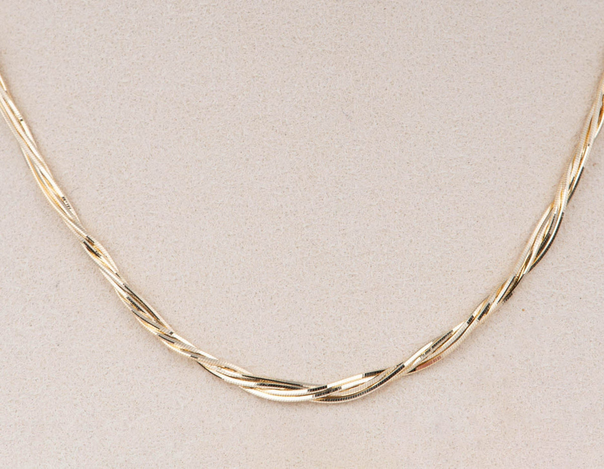 Solid 18K Gold Five-Strand Snake Chain Necklace Heavy 12g+ Slinky Shiny Great for Layering R4738 Aurora Designer