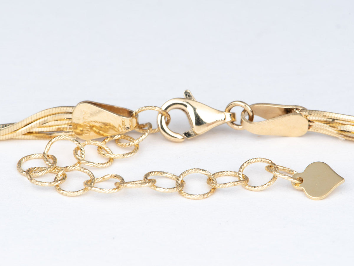 Solid 18K Gold Five-Strand Snake Chain Necklace Heavy 12g+ Slinky Shiny Great for Layering R4738 Aurora Designer