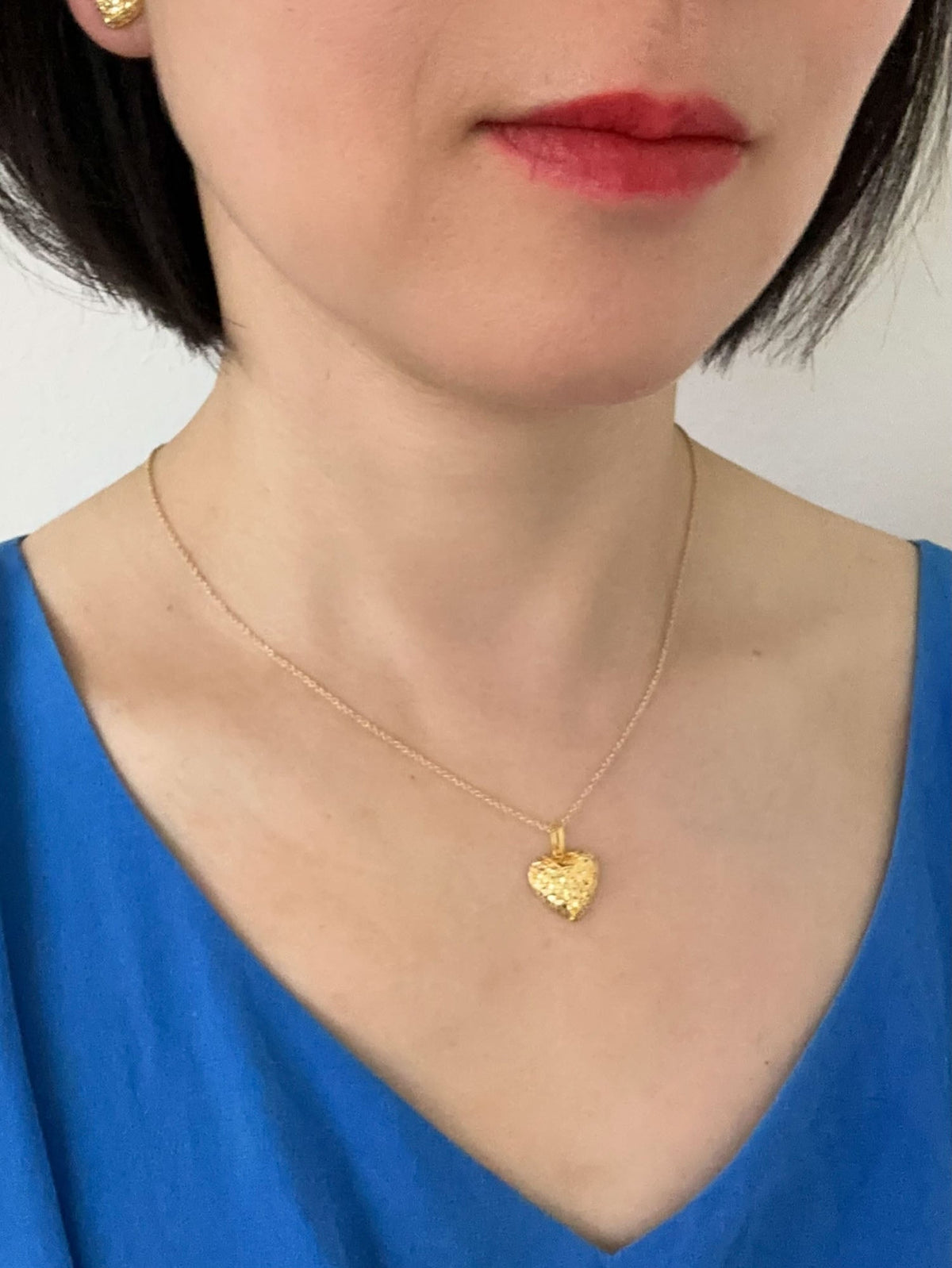 18K Gold Heart Shape Pendant for Necklace Sparkly Mirror Cut Love Language R4744 Aurora Designer