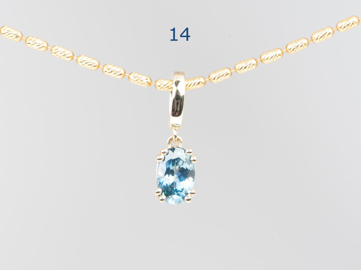 14K Gold Montana Sapphire Pendant with Clip On Bail R4748 Aurora Designer