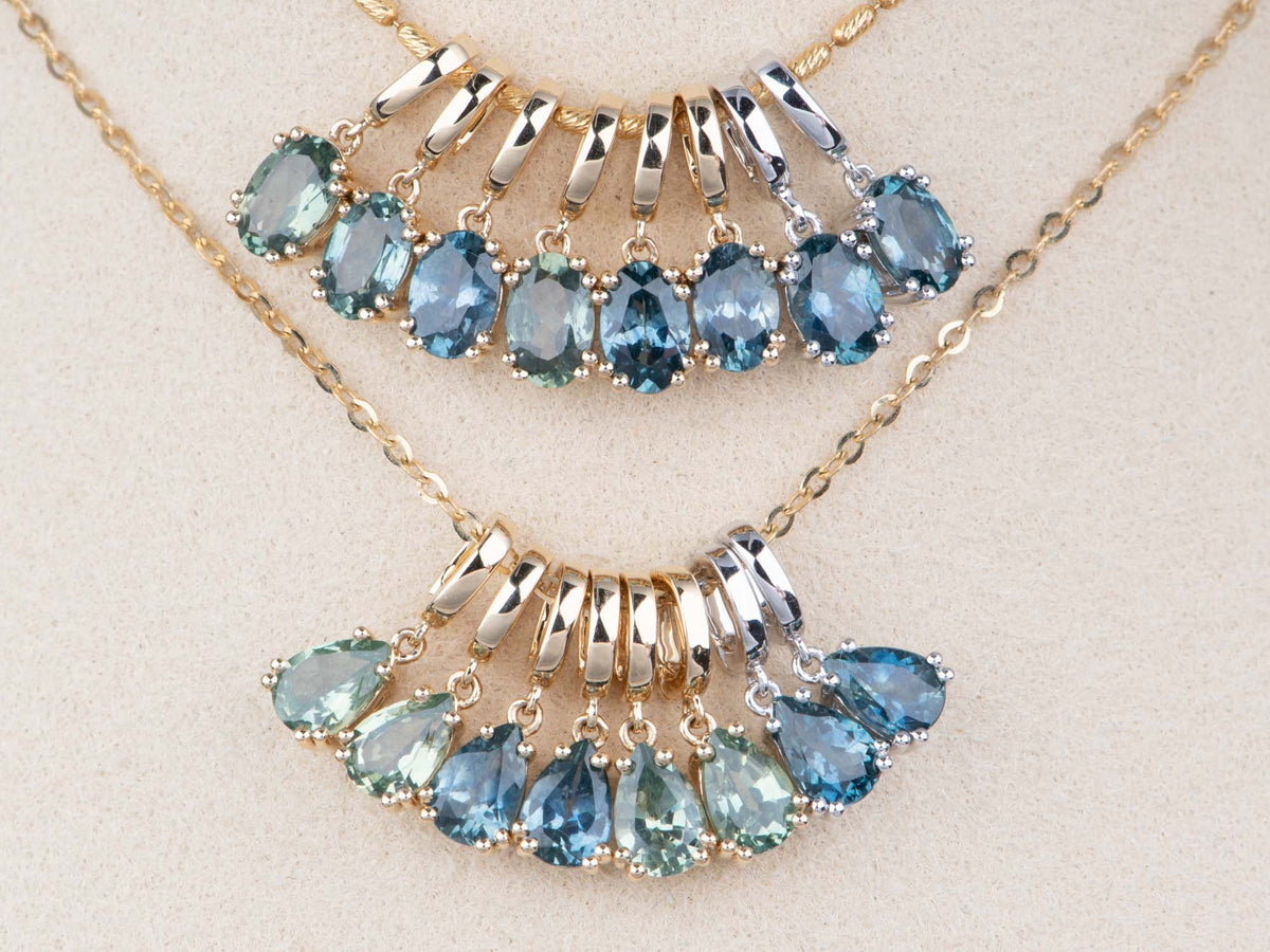 14K Gold Montana Sapphire Pendant with Clip On Bail R4748 Aurora Designer