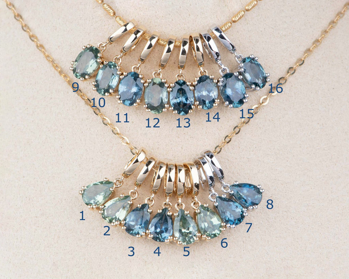 14K Gold Montana Sapphire Pendant with Clip On Bail R4748 Aurora Designer