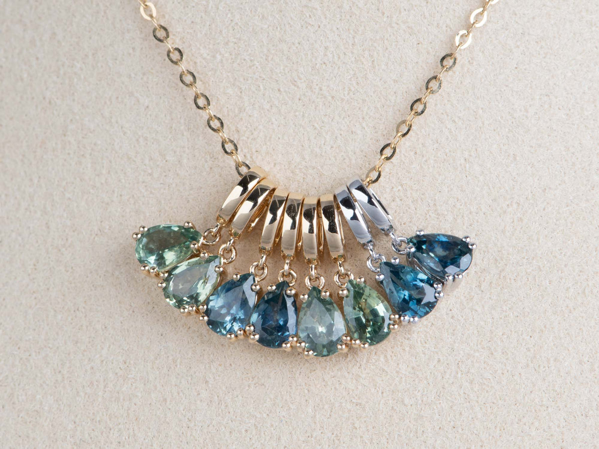 14K Gold Montana Sapphire Pendant with Clip On Bail R4748 Aurora Designer