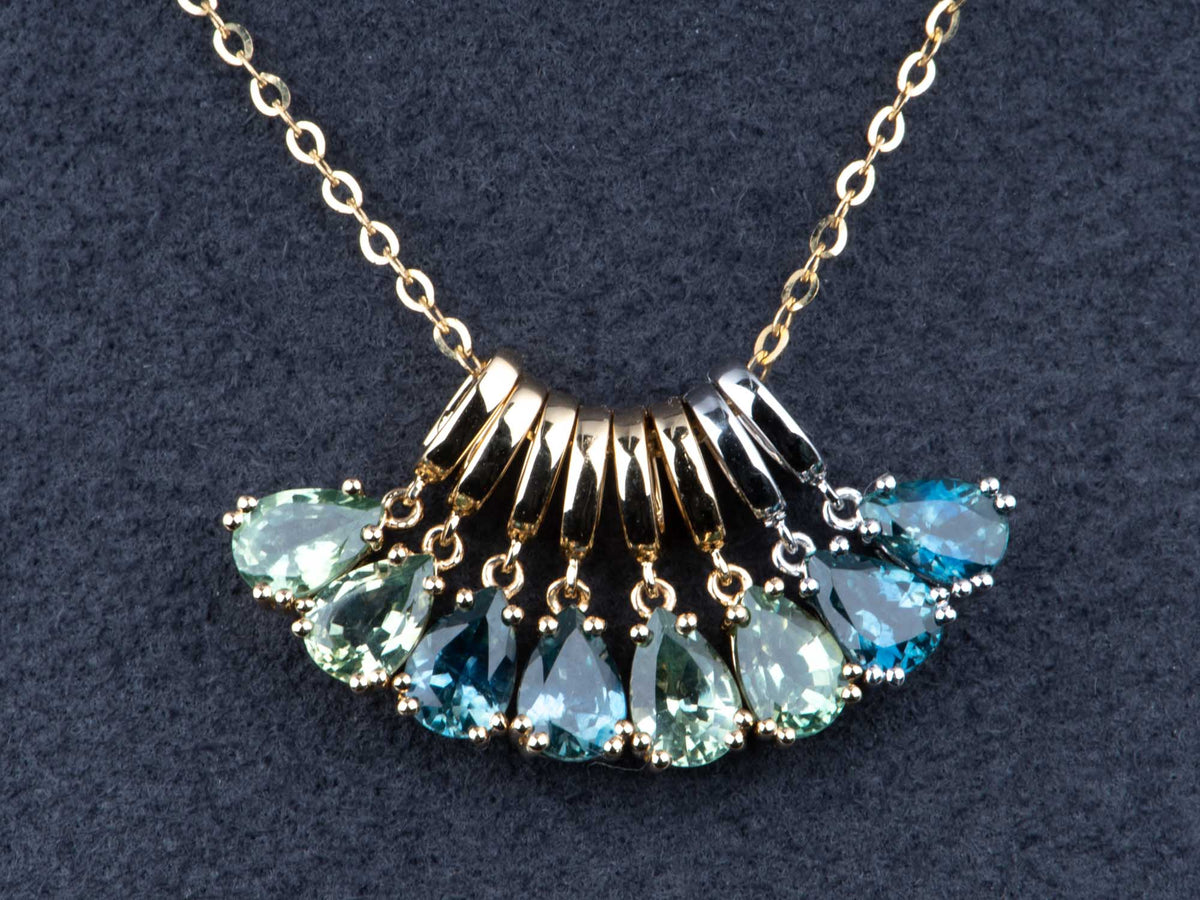 14K Gold Montana Sapphire Pendant with Clip On Bail R4748 Aurora Designer