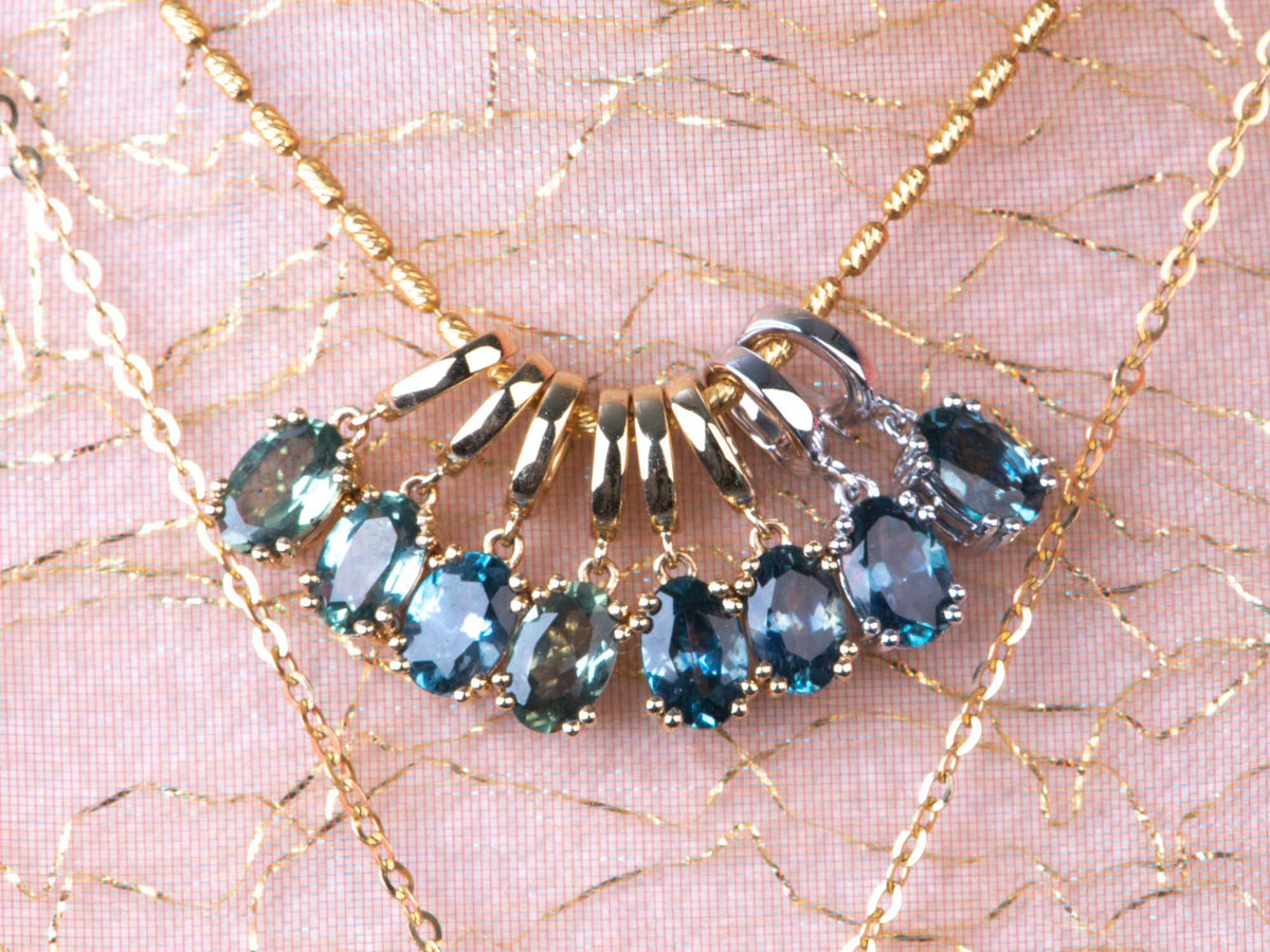 14K Gold Montana Sapphire Pendant with Clip On Bail R4748 Aurora Designer