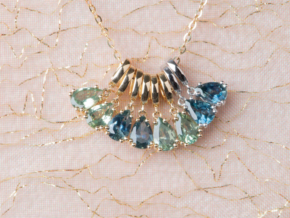 14K Gold Montana Sapphire Pendant with Clip On Bail R4748 Aurora Designer