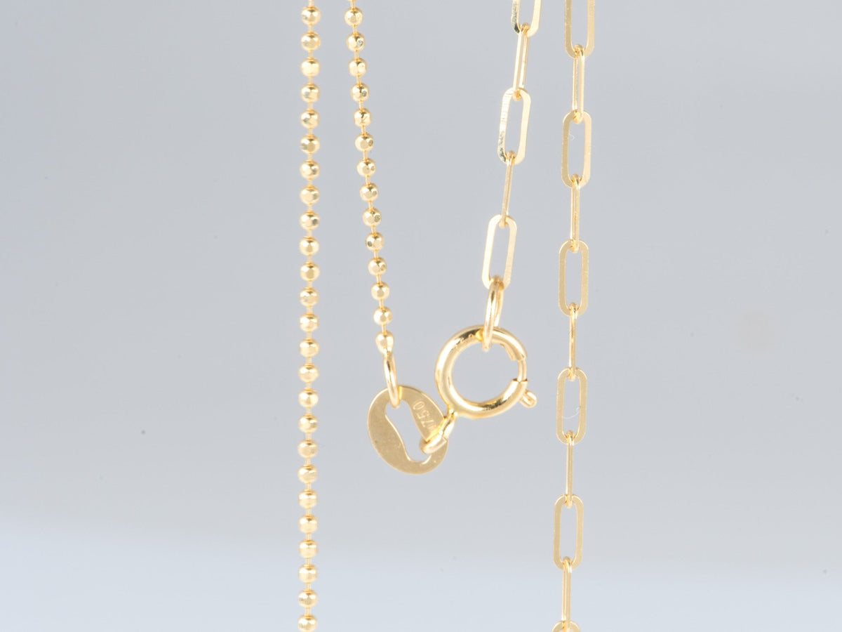 18K Gold Mini Paperclip + Bead Chain Necklace | Two Necklaces in One Great for Layering R4751 Aurora Designer