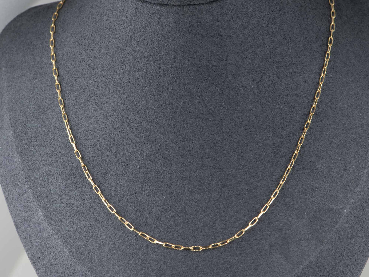 18K Gold Diamond Cut Paperclip Chain Necklace Shiny Sparkly Design Great for Layering R4755 Aurora Designer