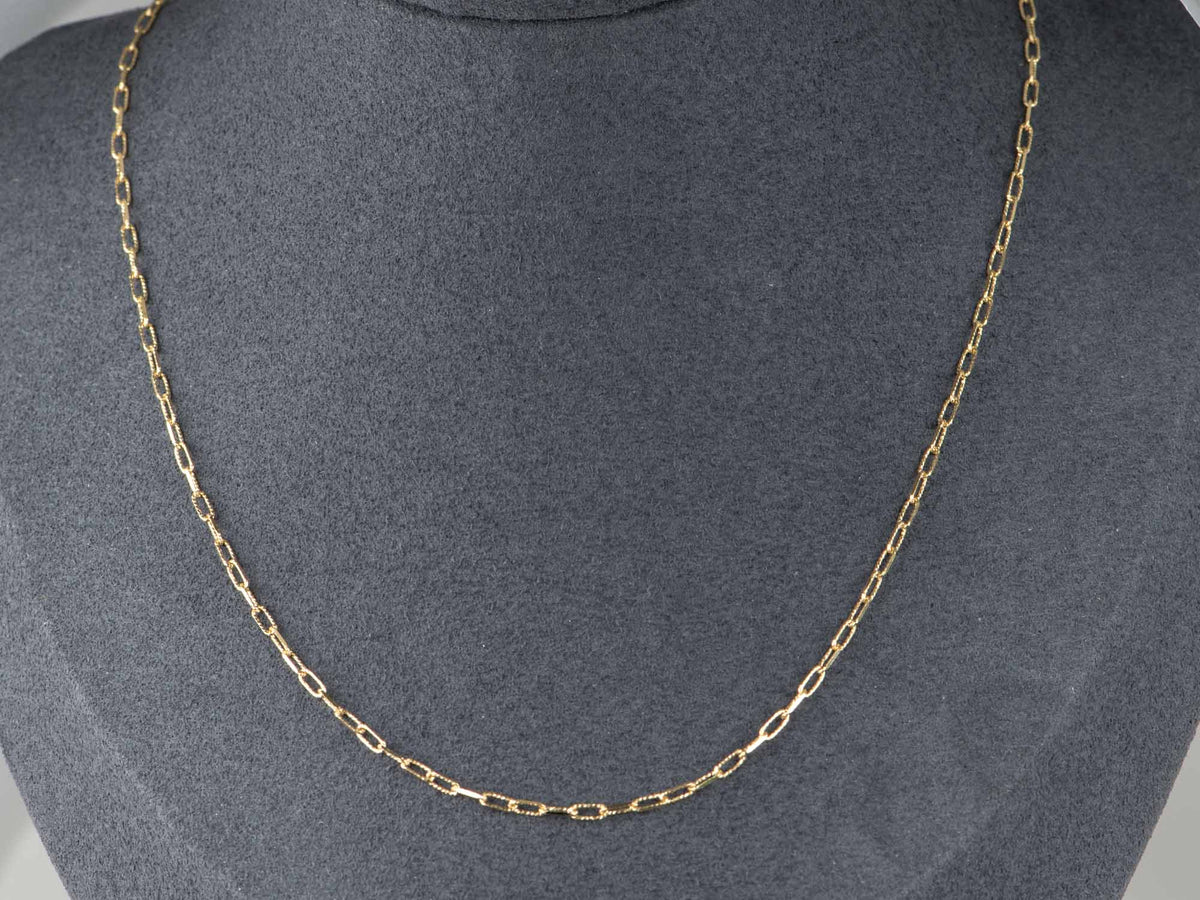 18K Gold Diamond Cut Paperclip Chain Necklace Shiny Sparkly Design Great for Layering R4755 Aurora Designer