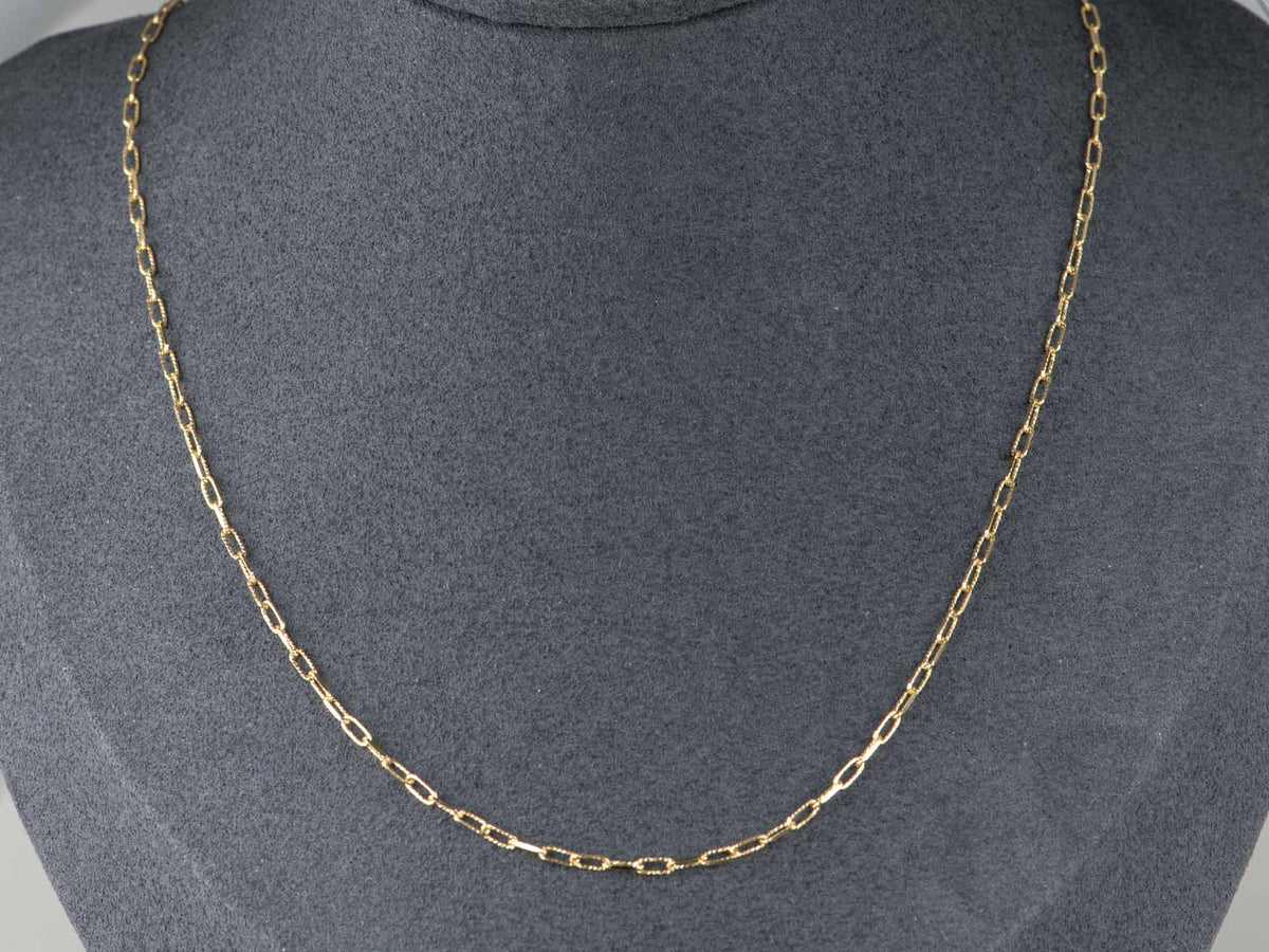 18K Gold Diamond Cut Paperclip Chain Necklace Shiny Sparkly Design Great for Layering R4755 Aurora Designer