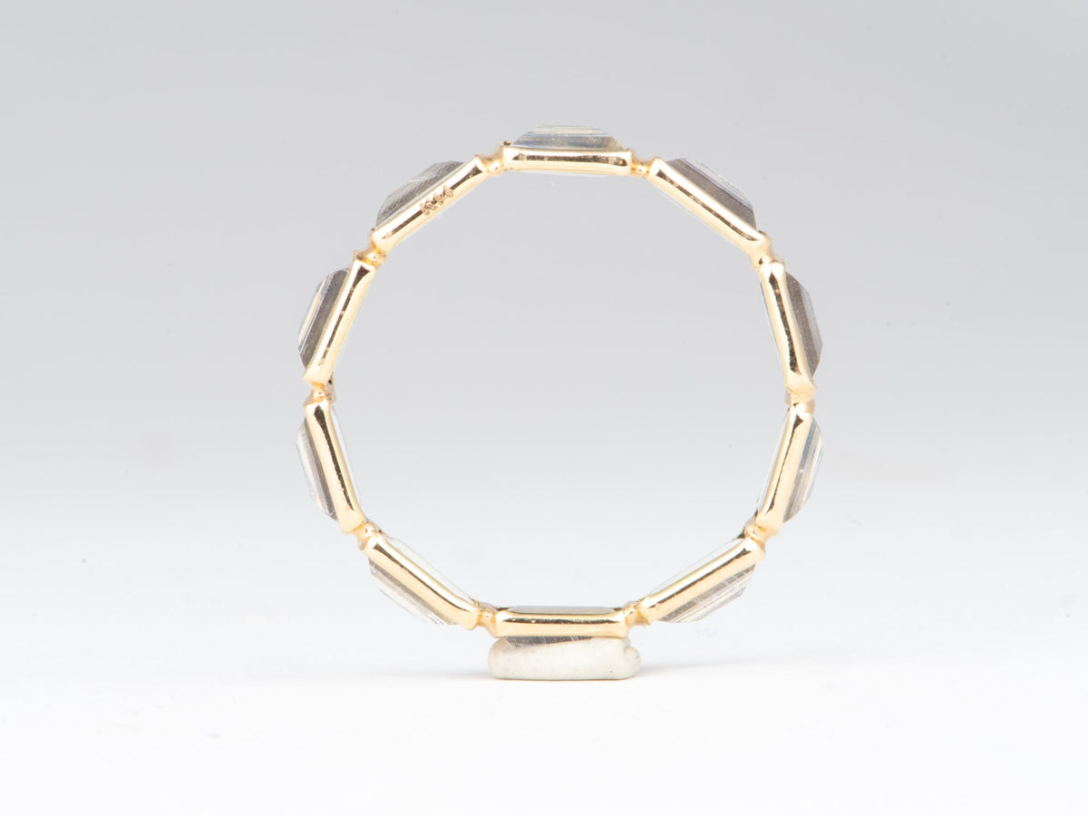 Rectangle Shape Rainbow Moonstone Wedding Band 14K Gold R5015 Aurora Designer