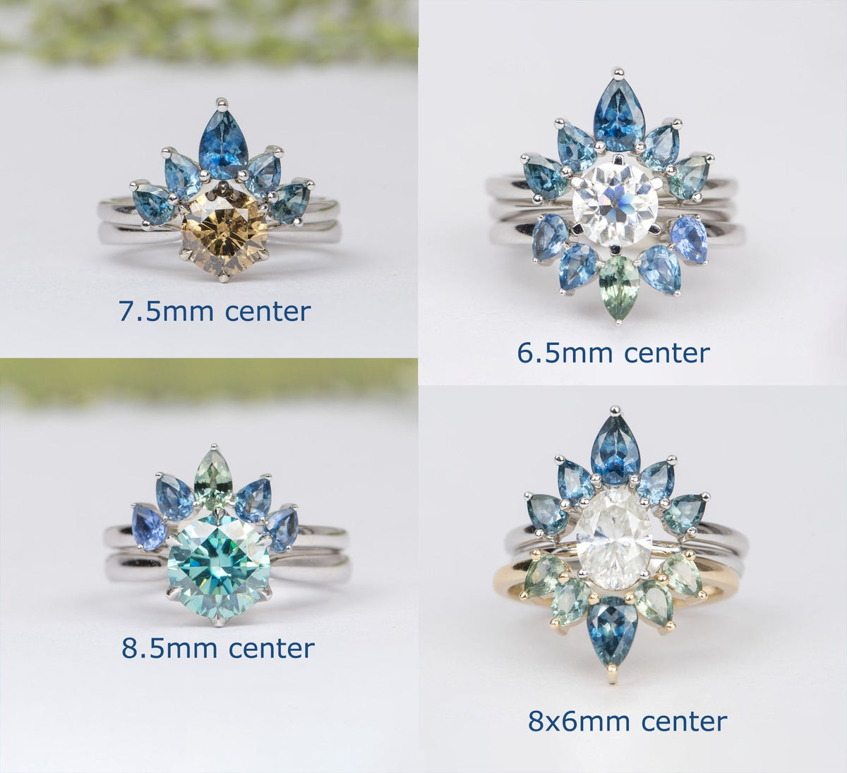 Montana Sapphire Crown Wedding Band 14K Gold M5061 Aurora Designer