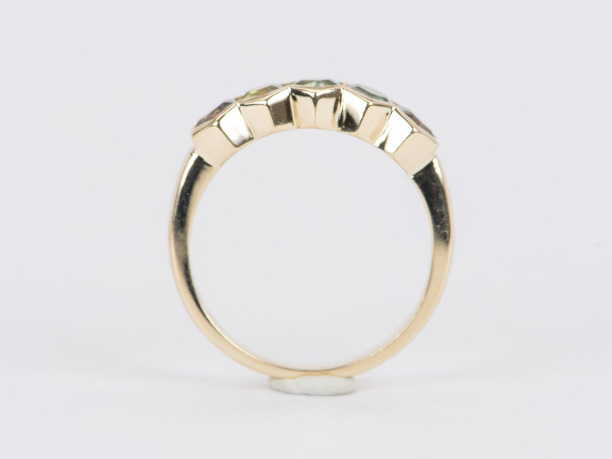 Hexagon Montana Sapphire Half Bezel Stacking Band 14K Gold M5062 Aurora Designer