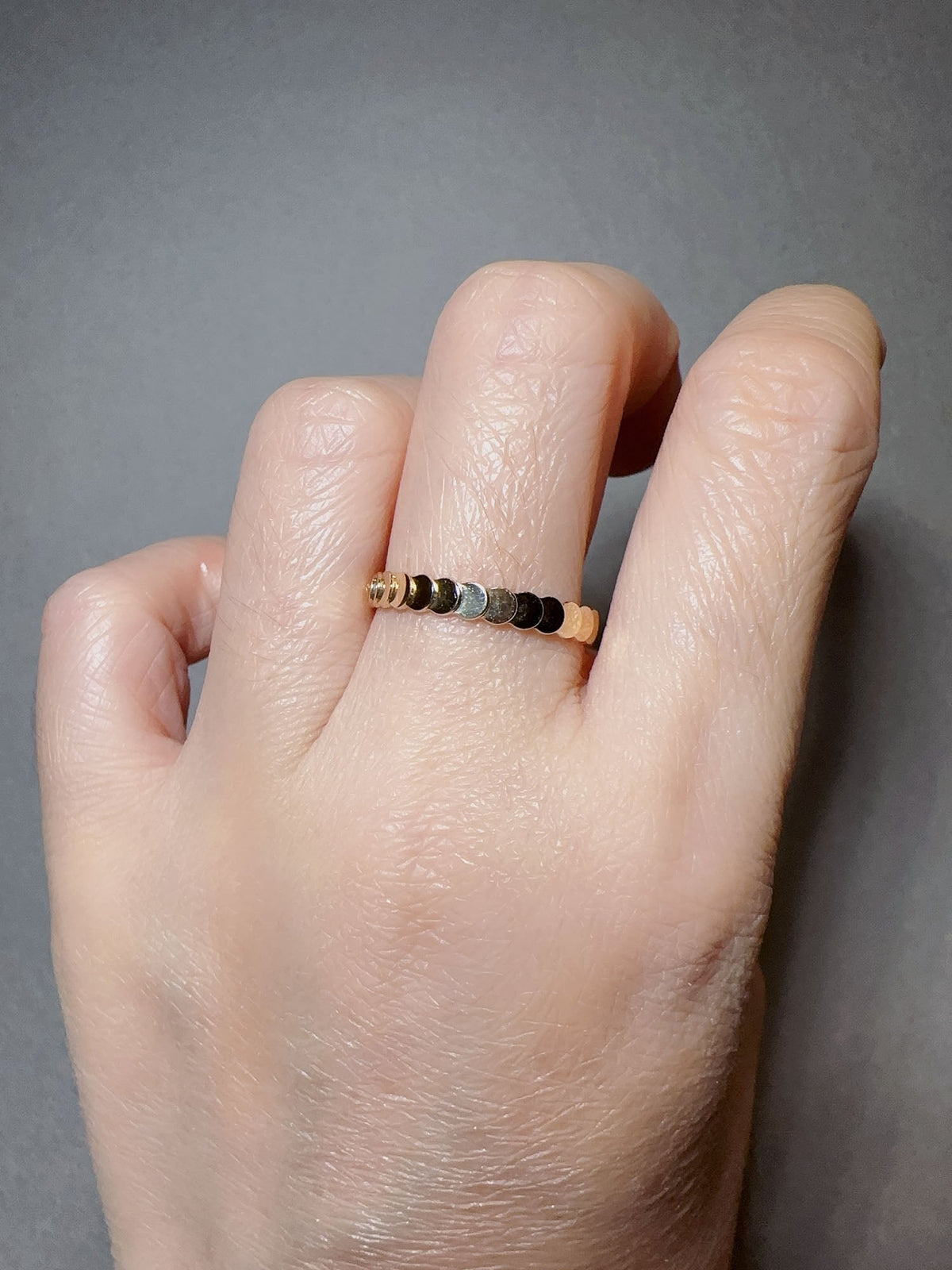 Solid 18K Gold Unique Circle Flap Stacking Band R5065 Aurora Designer