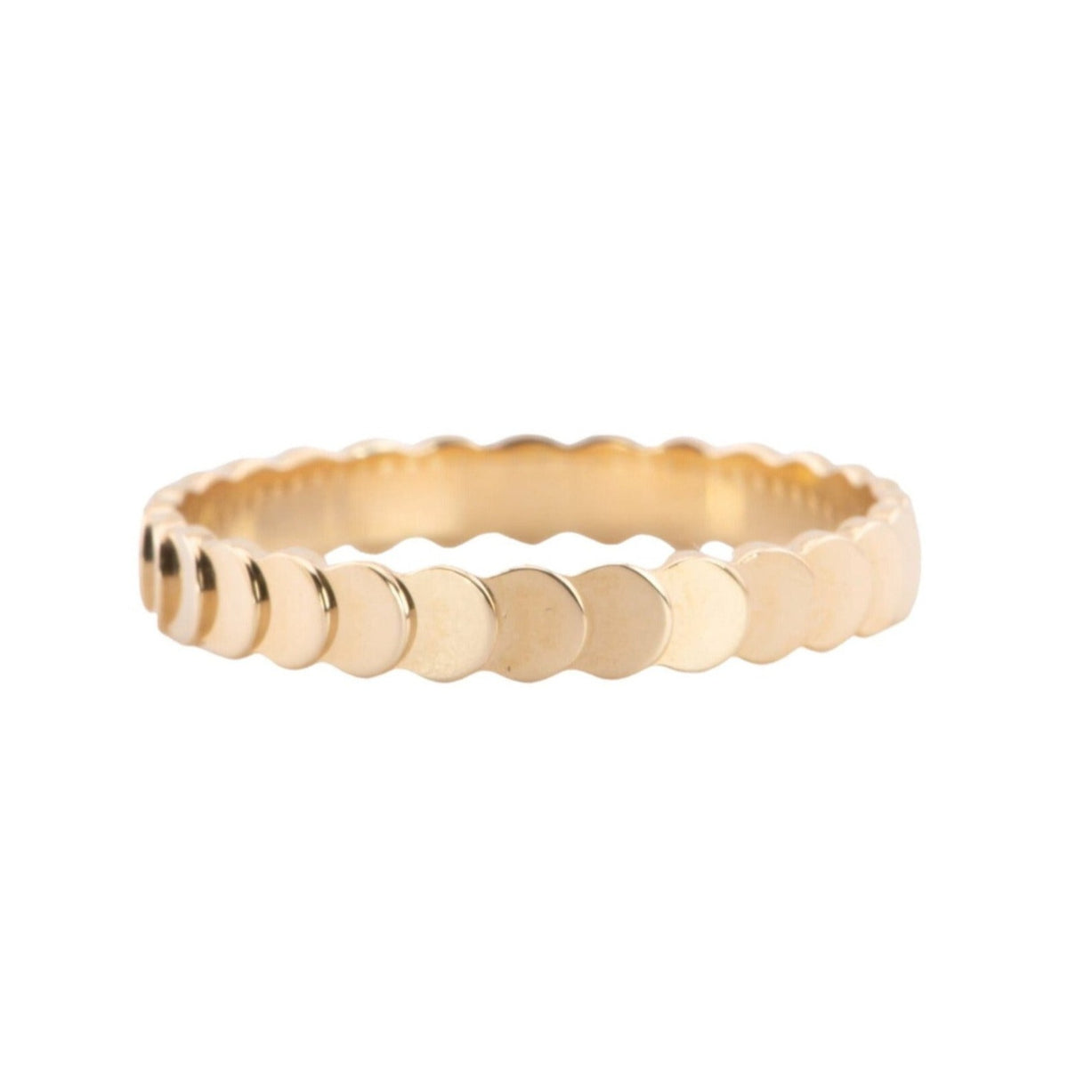 Solid 18K Gold Unique Circle Flap Stacking Band R5065 Aurora Designer