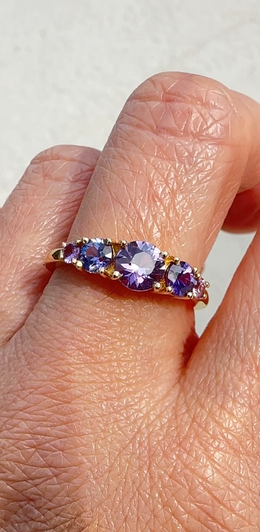 Mixed Sapphire and Garnet 5-Stone Band 14K Gold R5069 Aurora Designer