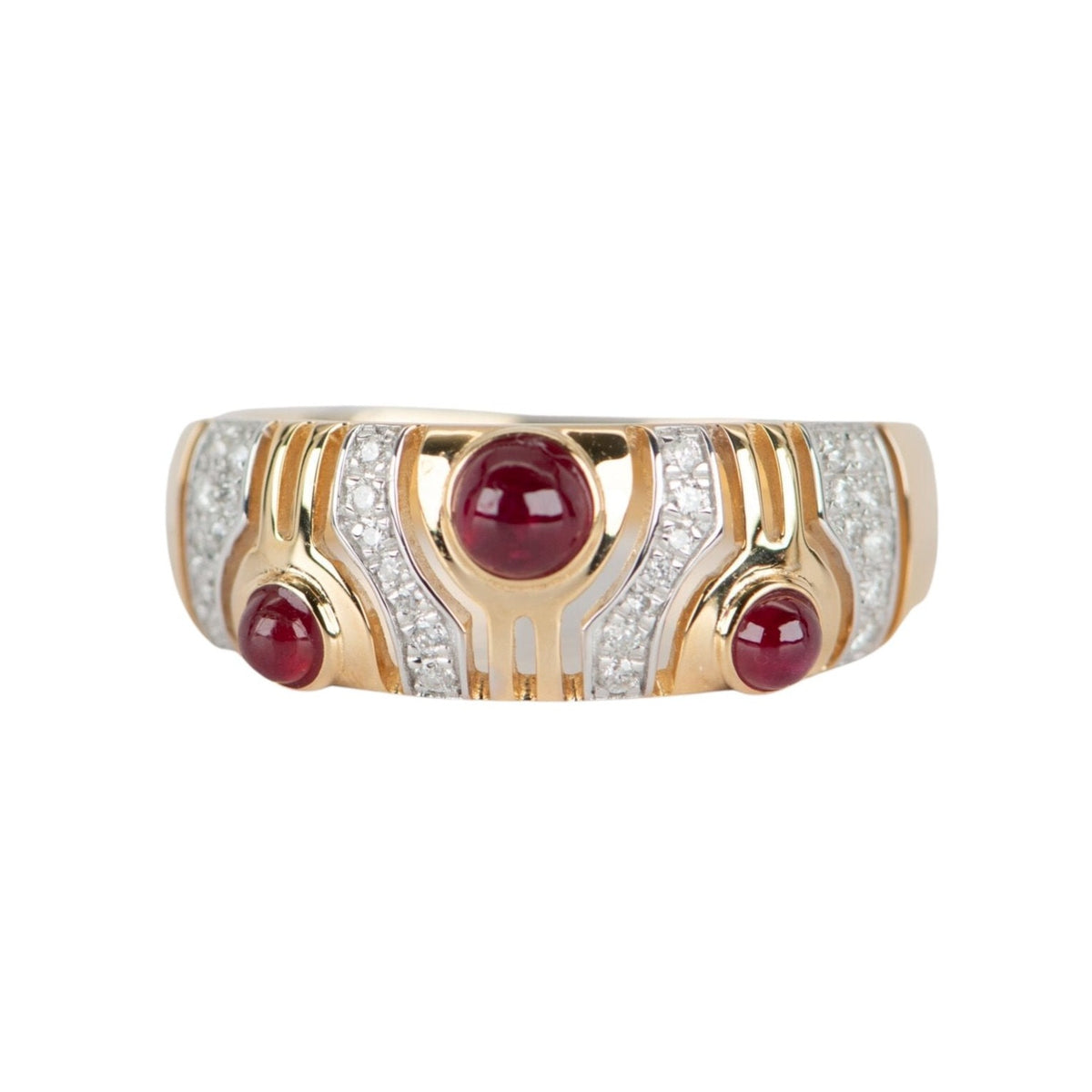 18K Gold Ruby and Diamond Wedding Band Light Weight R5072 Aurora Designer