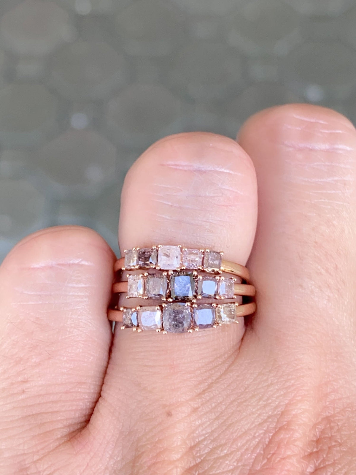 Natural Pink Diamond Wedding Band 14K Rose Gold R5076 Aurora Designer
