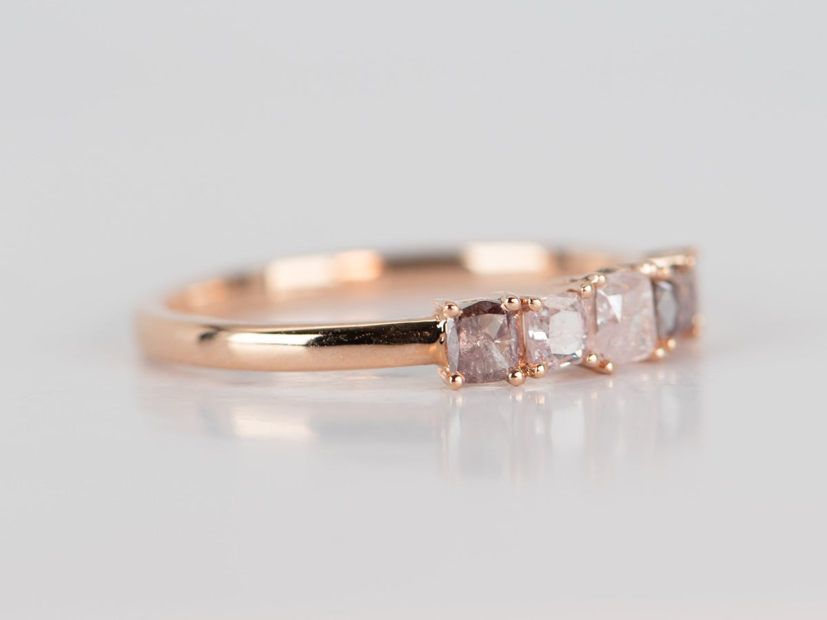 Natural Pink Diamond Wedding Band 14K Rose Gold R5076 Aurora Designer
