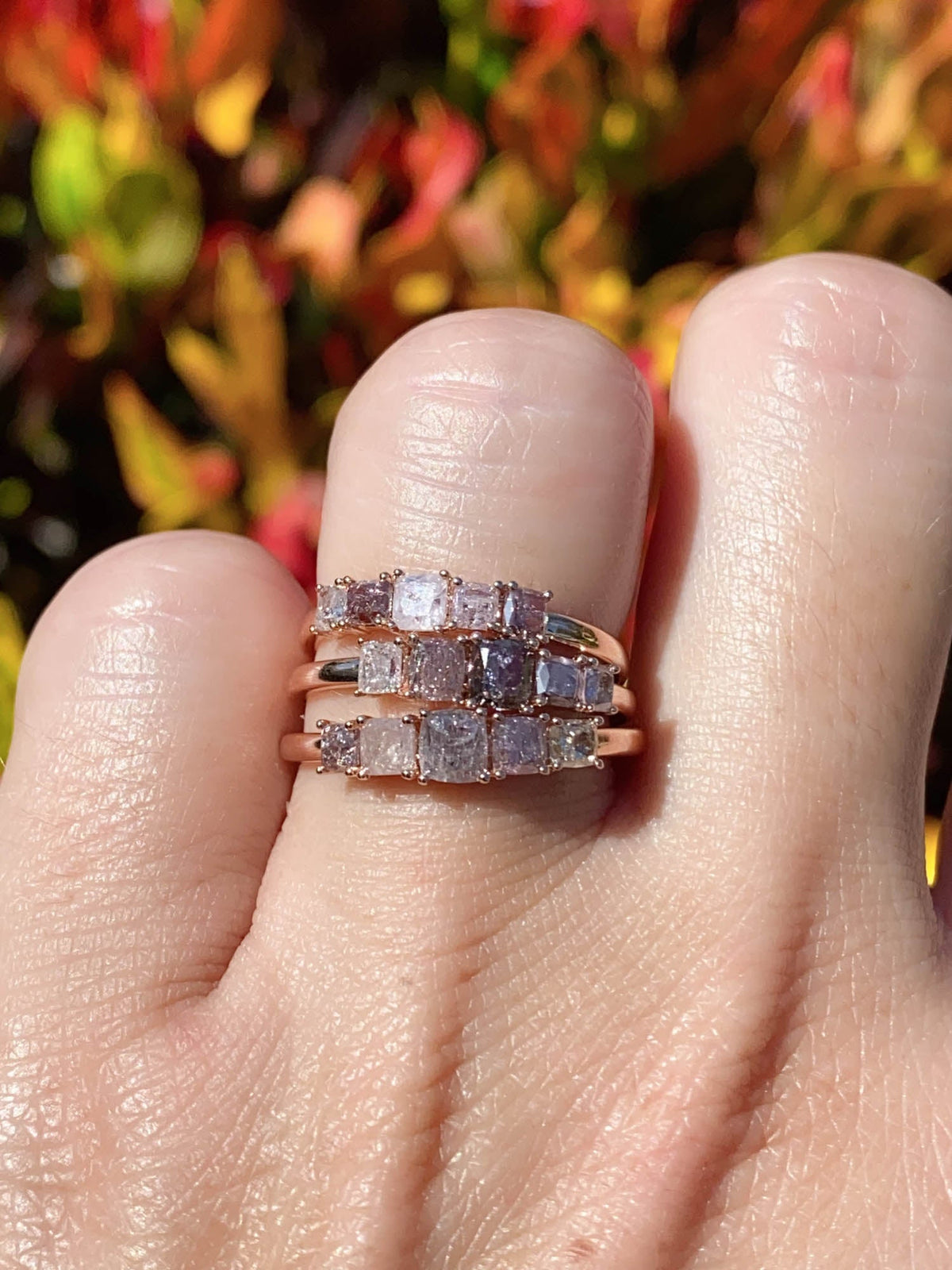 Natural Pink Diamond Wedding Band 14K Rose Gold R5076 Aurora Designer