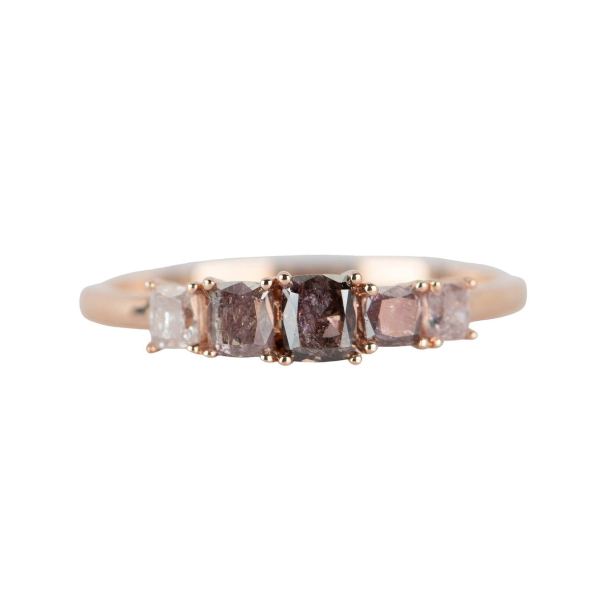 Natural Pink Diamond Wedding Band 14K Rose Gold R5076 Aurora Designer