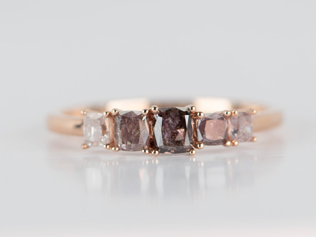 Natural Pink Diamond Wedding Band 14K Rose Gold R5076 Aurora Designer