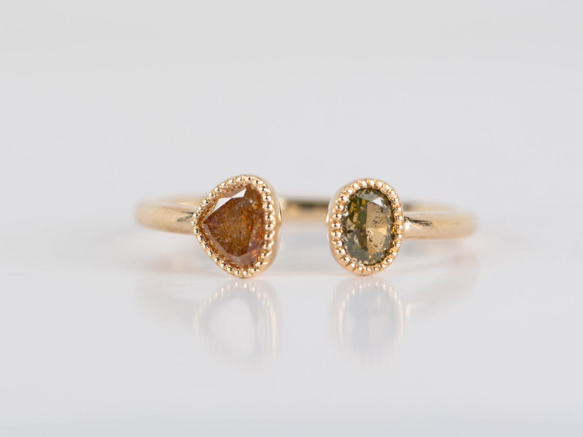 Natural Fancy Color Diamond Open End Ring 14K Gold Wedding Band R5081 Aurora Designer