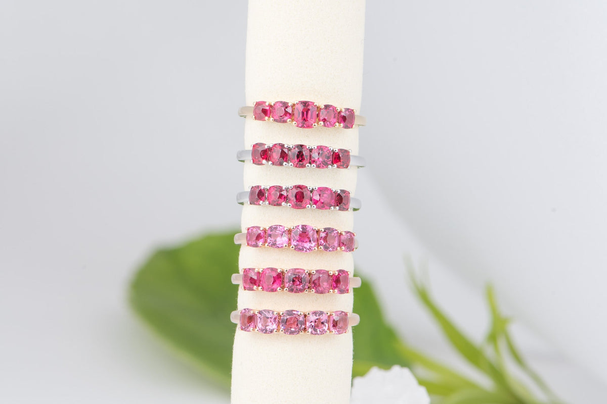 Bright Pink Red Spinel Stacking Band 14K Gold R5085-1 Aurora Designer